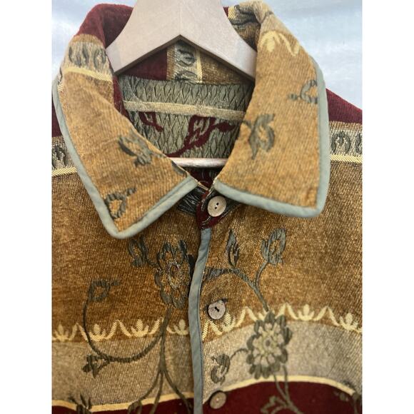 Vintage Tally Ho Womens Reversible Tapestry Jacket Size L Cabin Rustic Western - Picture 2 of 13